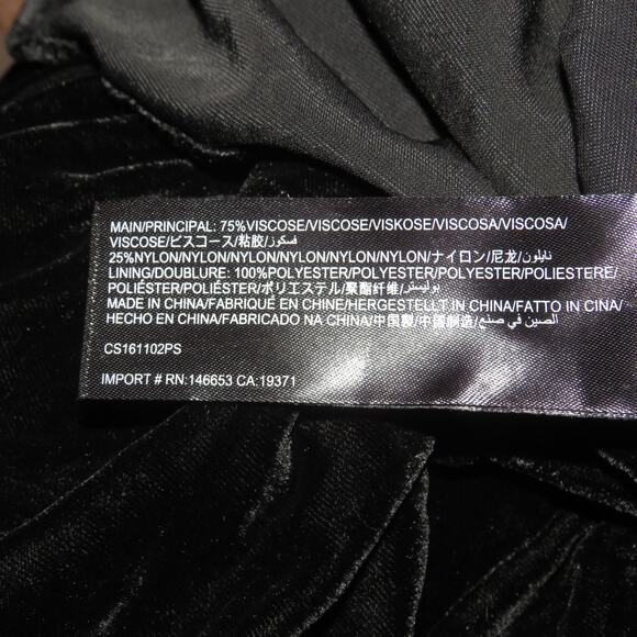 C/Meo Black Velvet Beaded Off the Shoulder Ruffle Sleeve Belted Romper - Picture 10 of 11